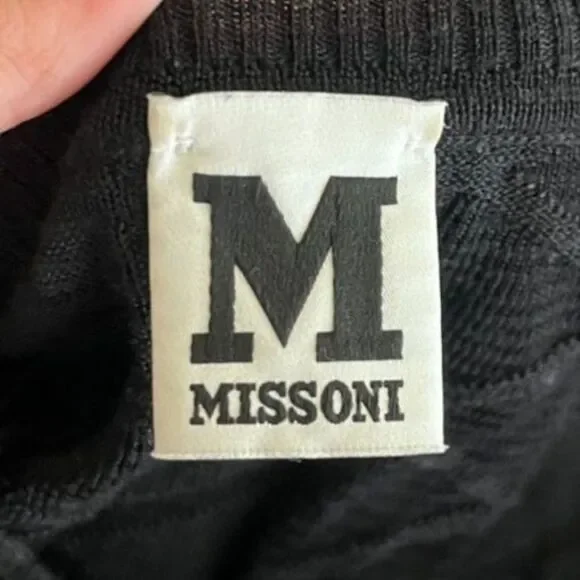 Missoni Women Size S Black Chevron Knit Cardigan Sweater Minimal Preppy Casual - Picture 7 of 16